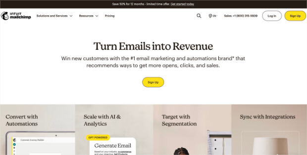 mailchimp homepage